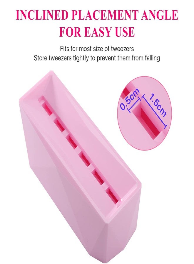 Pretty memory Lash Tweezer Holder 6 Holes Tweezer Holder for Eyelash Extensions Tweezer Stand Display Storage Eyelashes Extension Supplies Lash Accessories Tools, Pink - Image 3