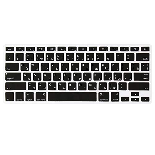 ProElife Russian Keyboard Cover for MacBook Air 13'' (A1369/A1466)/MacBook Pro with Retina Display/CD-ROM 13" 15'' (2015 or Older Version) Ultra Thin Silicone Keyboard Skin Protector (Black) - Image 1