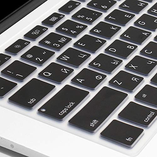ProElife Russian Keyboard Cover for MacBook Air 13'' (A1369/A1466)/MacBook Pro with Retina Display/CD-ROM 13" 15'' (2015 or Older Version) Ultra Thin Silicone Keyboard Skin Protector (Black) - Image 4