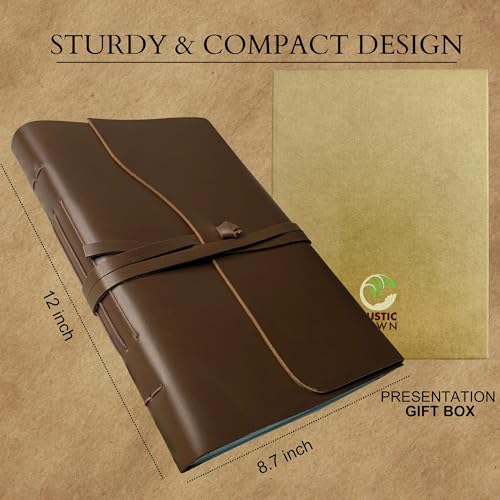 Rustic Town Full Grain Leather Photo Album with Gift Box Scrapbook Style Pages Large Brown - Image 3