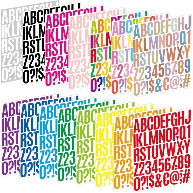 Metsyth Letter Stickers 15 Sheets 750 PCS Alphabet Number Stickers 2 Inch Vinyl Self Adhesive Stick on Letters for Water Bottles Scrapbooking Cup Mailbox Crafts Bulletin Board Classroom Decor(Multicolor) - Image 1