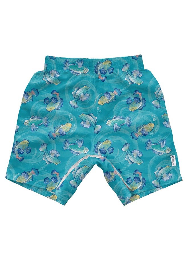 green sprouts Boys' Without Built-in Diaper, Aqua Mandarin Fish, 4T