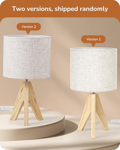 EDISHINE Small Table Lamp Boho Bedside Lamp with Linen Fabric Shade Wood Tripod Nightstand Lamp for Nursery Living Room Bedroom Narrow End Table UL Listed 142 Inch ONOff Switch - Image 3