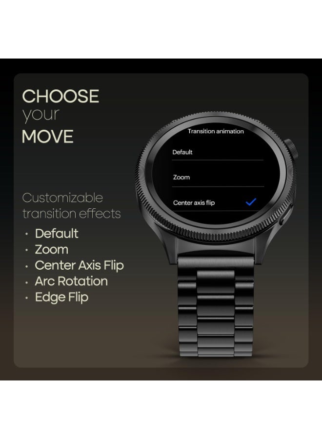 Noise Newly Launched Halo 2 Smartwatch 1.43" AMOLED, 1st Rotating Dial (Axe-Cut Bezel Design), Stainless Steel Build, Menu Transition Animations Effects, BT Calling, Health Suite (Elite Black) - Image 2