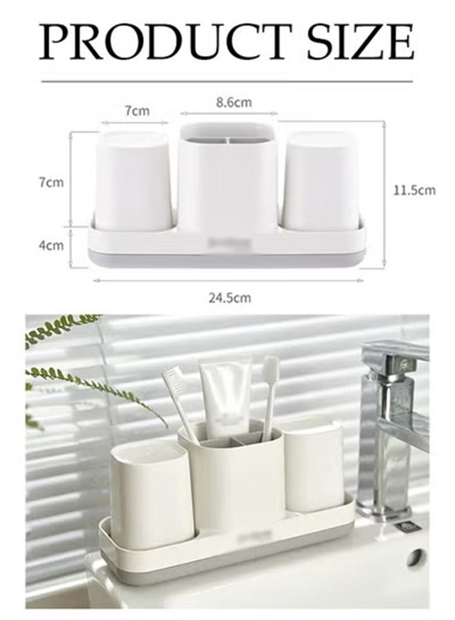 DUNISO Toothbrush Holder For Bathroom，Toothbrush Storage Set，Bathroom Organizer Storage Set ，With 5 Compartments And 2 Toothbrush Cups，No Need To Drill Holes, Suitable For Family Bathrooms, Dormitories - Image 2