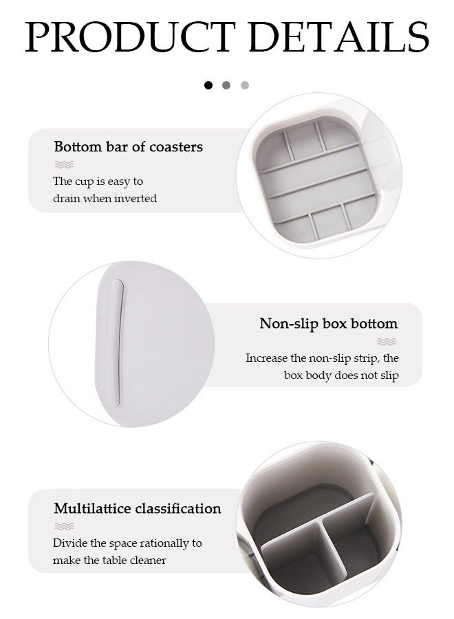 Toothbrush Holder For Bathroom，Toothbrush Storage Set，Bathroom Organizer Storage Set ，With 5 Compartments And 2 Toothbrush Cups，No Need To Drill Holes, Suitable For Family Bathrooms, Dormitories