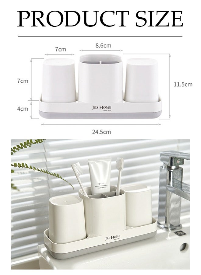 DUNISO Toothbrush Holder For Bathroom，Toothbrush Storage Set，Bathroom Organizer Storage Set ，With 5 Compartments And 2 Toothbrush Cups，No Need To Drill Holes, Suitable For Family Bathrooms, Dormitories  - Image 2