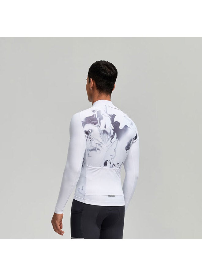Sendik Santic Men's Autumn And Winter Fleece Road Cycling Jersey - Gret White 3XL - Image 5