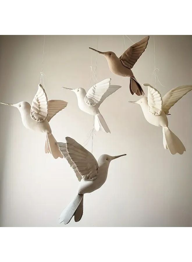 Dearchuu Nordic Style Soft White Beige Hanging Hummingbird Doll Model A Room Decoration - Image 4