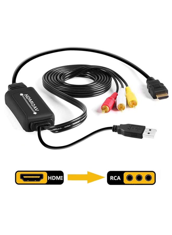 Hdmi To Av Converter HD Video To RCA Three Lotus Set Top Box Little Overlord Game Machine To TV-Color:Hdmi To Av-Line Length:2m