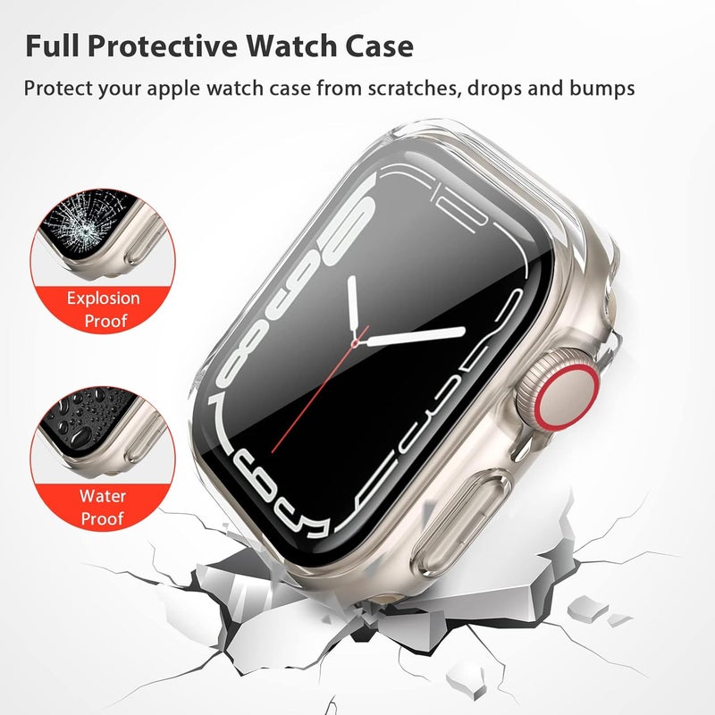 Meliya Mugust 3-Pack Hard PC Case Compatible with Apple Watch Series 9 Series 8 Series 7 41mm Full Protective Case with Tempered Glass Screen Protector for Apple Watch 41mm, Rose Gold/Starlight/Clear - Image 4