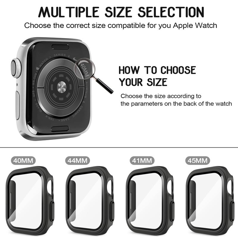 Meliya Mugust 3-Pack Hard PC Case Compatible with Apple Watch Series 9 Series 8 Series 7 41mm Full Protective Case with Tempered Glass Screen Protector for Apple Watch 41mm, Rose Gold/Starlight/Clear - Image 5
