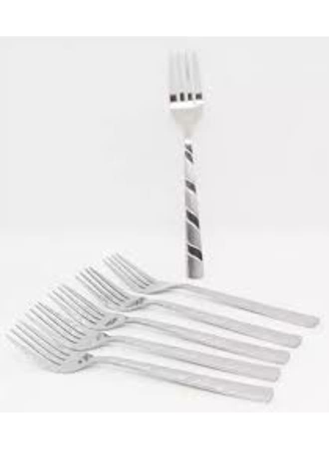 شوَك عشاء من الستانلس ستيل، حجم كبير، تصميم بمقبض حلزوني، طقم مكون من 6 قطع. - Image 4