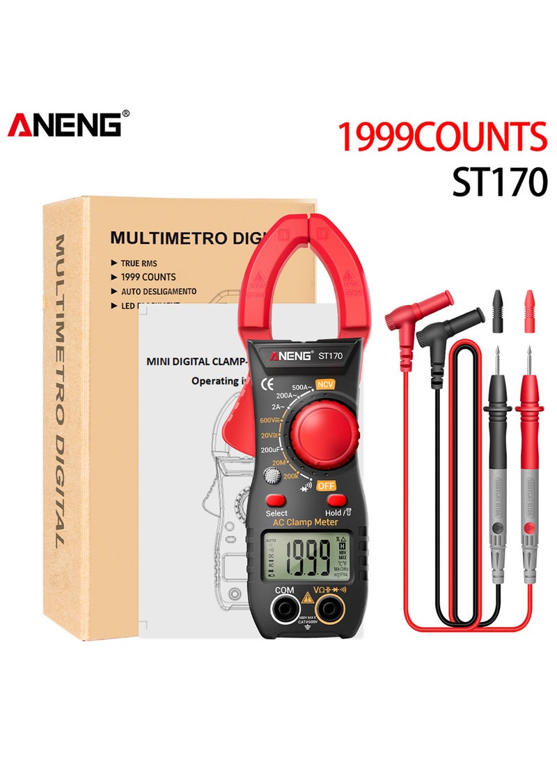 ANENG ST170 Smart Clamp Meter 1999 Counts Auto-ranging Digital Multimeter LCD Screen AC DC Voltage AC Current Tester LED Flashlight NCV Induction Voltage Meter Resistance Capacitance Diode Testing - Image 1