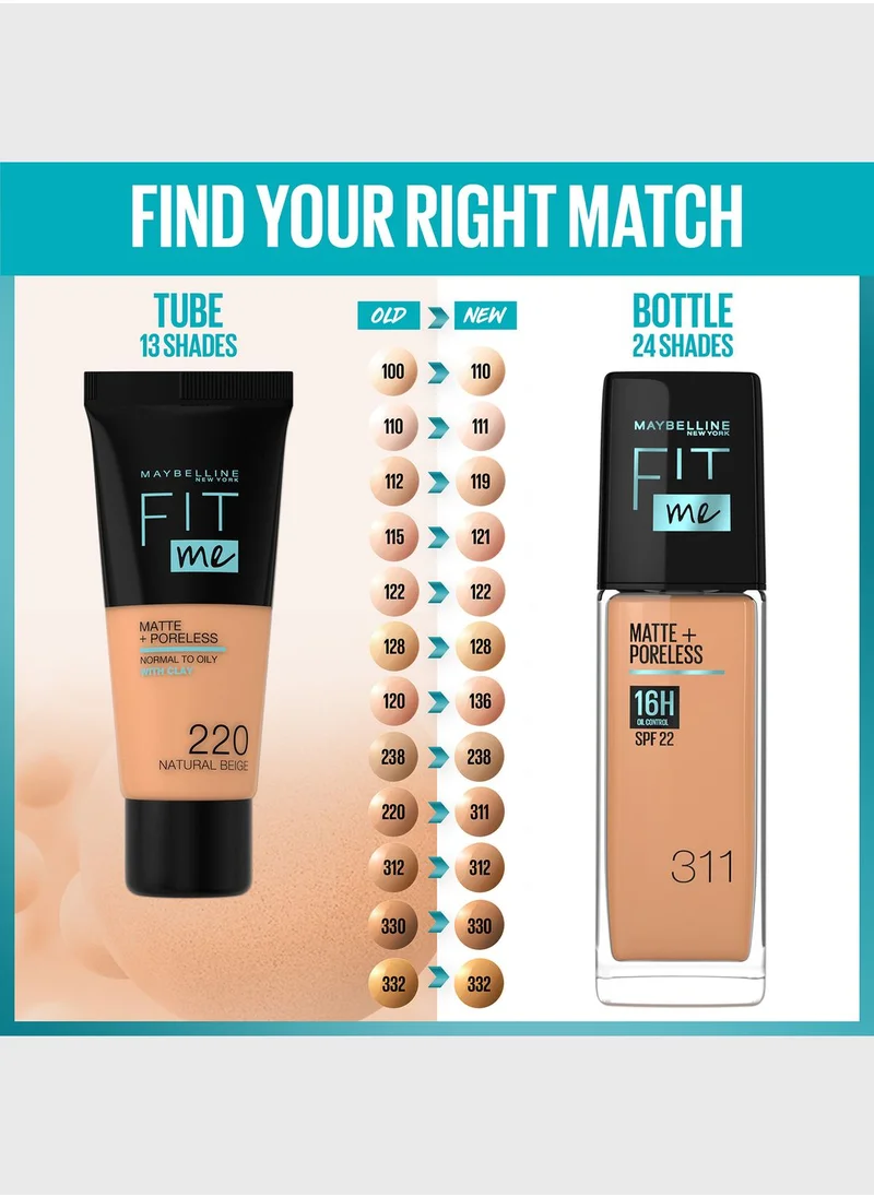 MAYBELLINE NEW YORK Fit Me Foundation Matte & Poreless Foundation 16H Oil Control with SPF 22 - 110