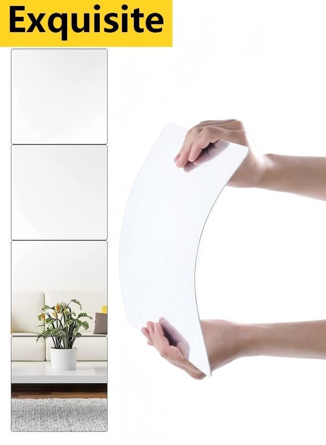 Exquisite 3D Mirror Wall Sticker Tiles,Non-Breakable Acrylic Full Length Wall Mirror Tiles,30cm x 4Pcs Flexible Plastic Mirror,Full Body Mirror Tiles For Bedroom,Home Gym,Home Wall Decor - Image 1