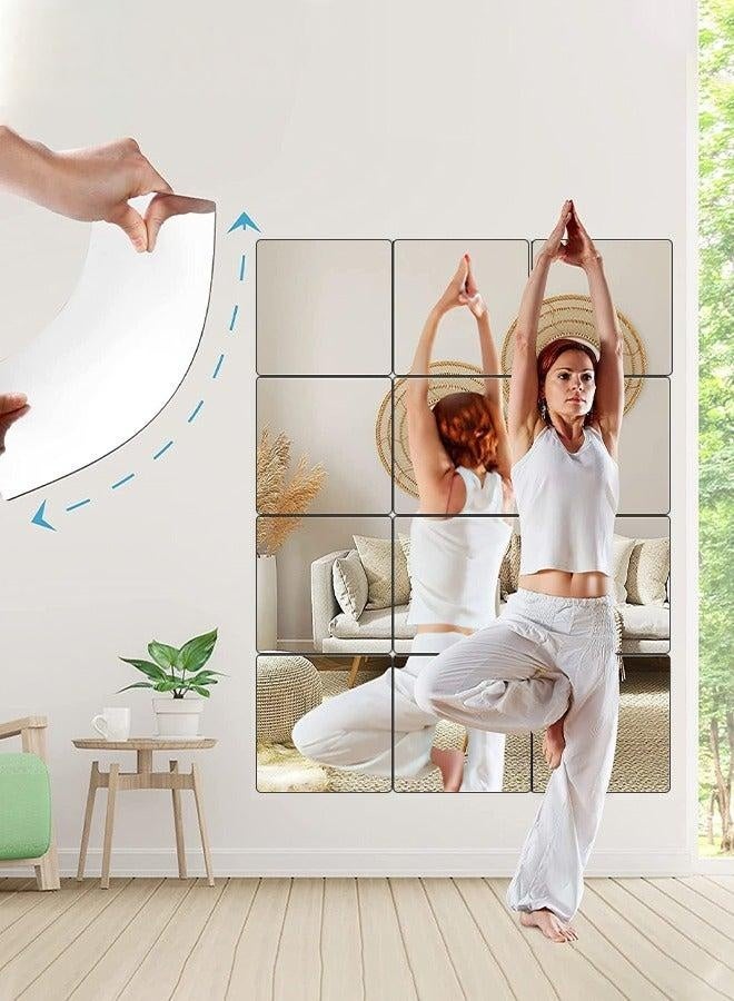 Exquisite 3D Mirror Wall Sticker Tiles,Non-Breakable Acrylic Full Length Wall Mirror Tiles,30cm x 4Pcs Flexible Plastic Mirror,Full Body Mirror Tiles For Bedroom,Home Gym,Home Wall Decor - Image 2