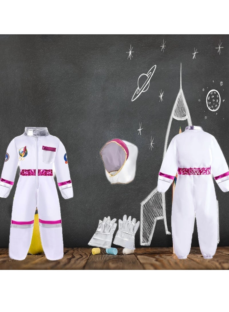 Children Astronaut Space Costume,Boys and Girls Astronaut Costume for Pretend Play,Kids Space Jumpsuit Space Pretend Dress Up Role Play Set for Kids Cosplay Ages 3-10 - Image 4
