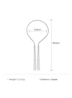 Yheakne Bling Rhinestone Tassel Hair Band Headband Sparkling Thin Hair Hoop Row Crystal Headband Headwear Silver Wedding Headpieces Bridal Hair Accessories For Women And Girls  - Image 3