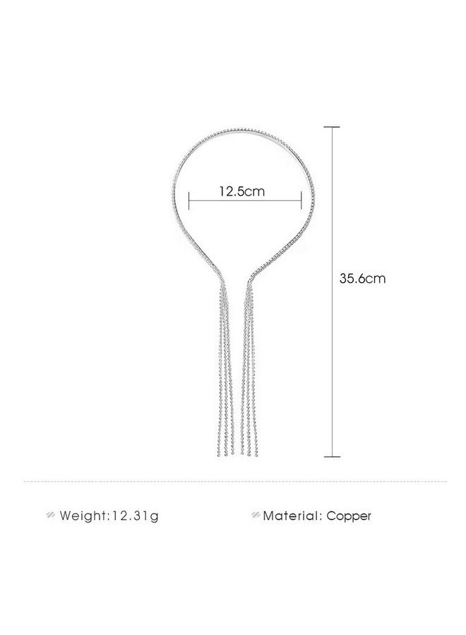 Bling Rhinestone Tassel Hair Band Headband Sparkling Thin Hair Hoop Row Crystal Headband Headwear Silver Wedding Headpieces Bridal Hair Accessories For Women And Girls