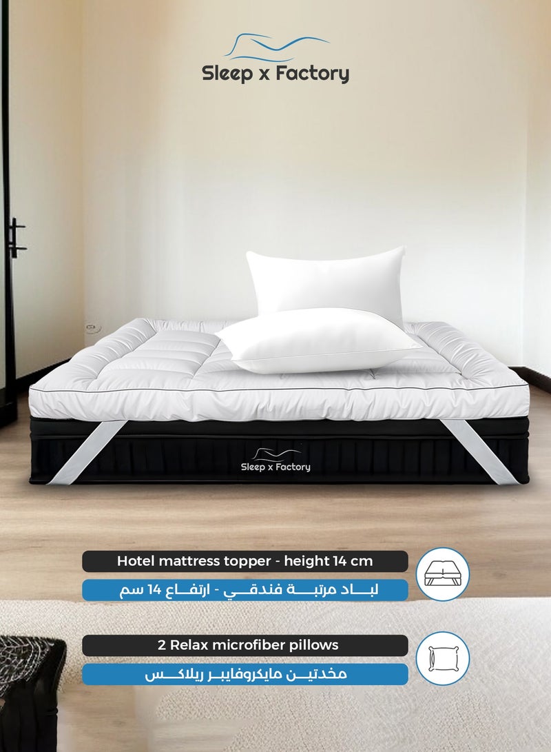Sleep x Factory Diamond Package a Luxurious Mattress Topper 14 cm Hight with Luxurious Pillows - Image 2