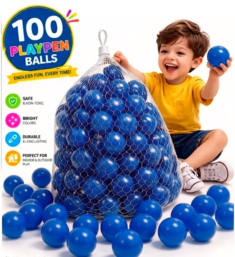 SKY-TOUCH Ocean Fun Balls in Vibrant Blue - 100 Pcs Soft Plastic Balls for Kids - Perfect for Tent, Swim Pit, Pool & Bathtub - 7cm - Image 1
