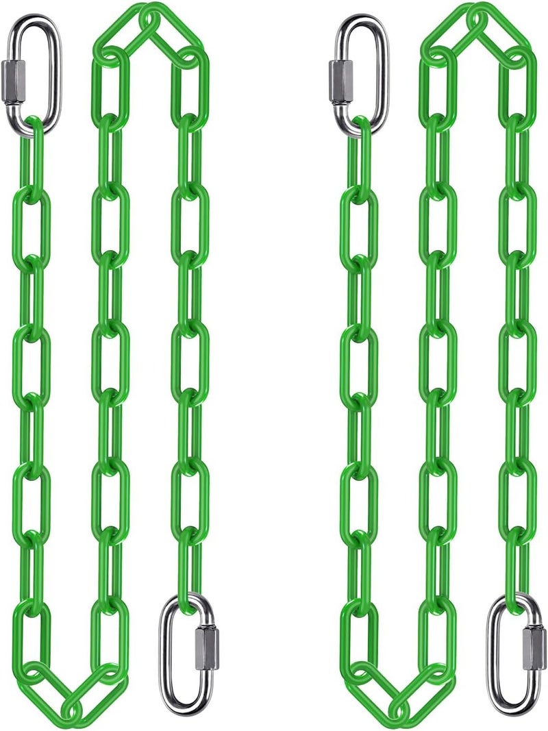 BeneLabel 2Pcs 60" Swing Chain with Carabiners 1000 LBs Capacity Hanging Chains with Hooks Heavy Duty Porch Swing Chains Green Coated Chain for Hammock Chairs, Tree Swing, Hanging Chair, Punching Bags - Image 1