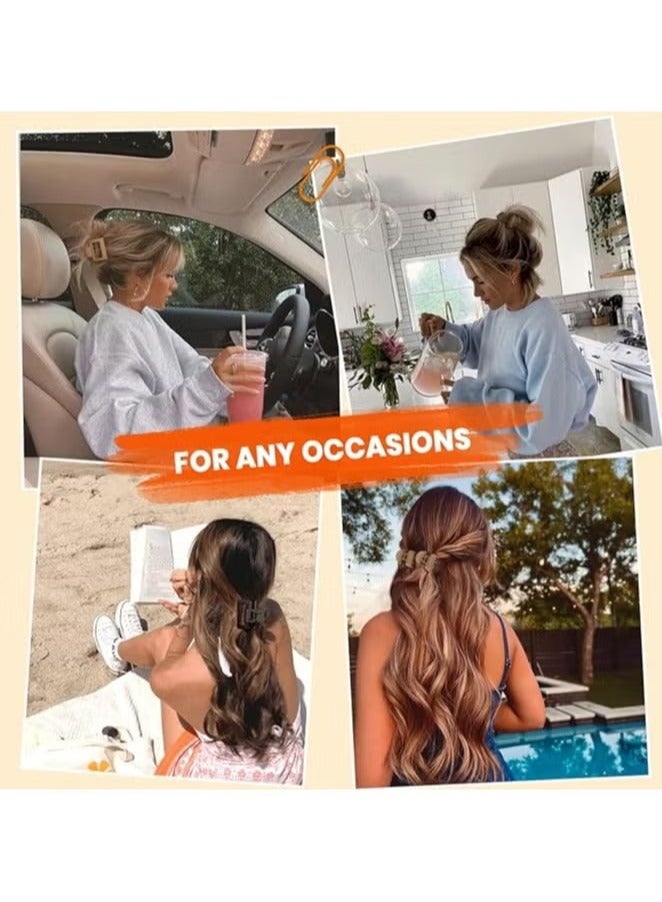 Matte Hair Clips for Women and Girls - Rectangle and Double Row Small Claw Clips for Thin/Medium Fine Hair - Nonslip Jaw Clips (Apricot, Khaki, Brown, Black) - Image 4