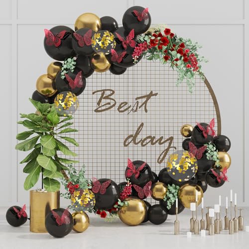 SAOROPEB 3D Butterfly Wall Decor - 48 Pcs, 4 Styles, 3 Sizes - Removable Stickers (Blood Red) for Birthday & Party Celebrations - Image 4