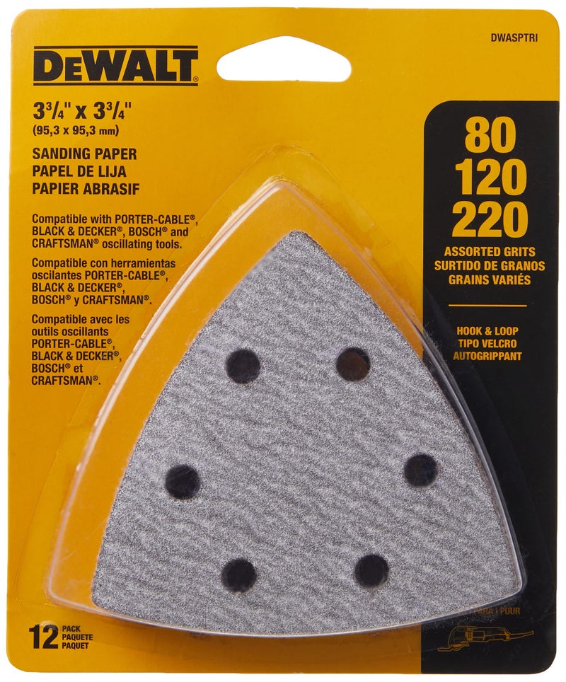 DEWALT Sandpaper Assortment, Hook and Loop Triangle, 12-Pack (DWASPTRI) - Image 2