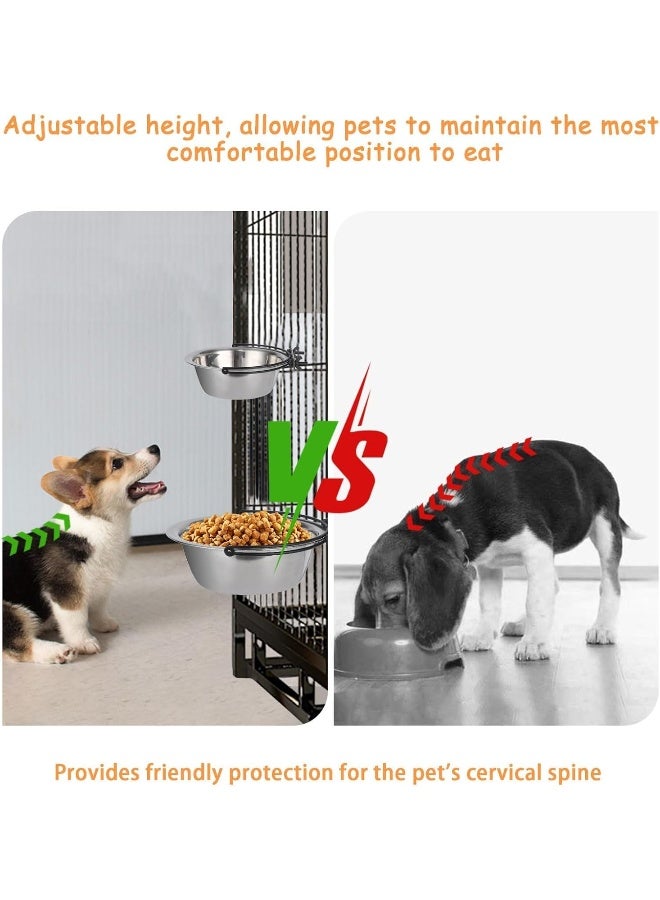 Coodipet 1 Pack Dog Bowls Water Crate No Spill Kennel Hanging Cage Food Bowls for Puppy Cat Bunny Stainless Steel Metal Mountable Small & Medium Feeding Dish Wall Mounted Attachable Crates Pet Feeder - Image 3