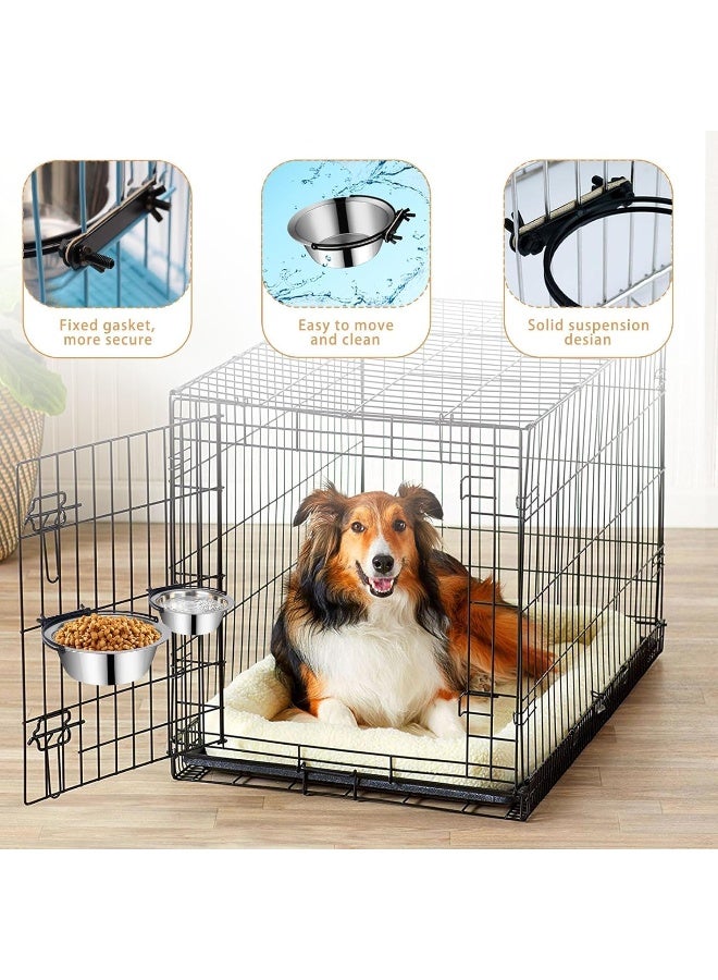 Coodipet 1 Pack Dog Bowls Water Crate No Spill Kennel Hanging Cage Food Bowls for Puppy Cat Bunny Stainless Steel Metal Mountable Small & Medium Feeding Dish Wall Mounted Attachable Crates Pet Feeder - Image 4