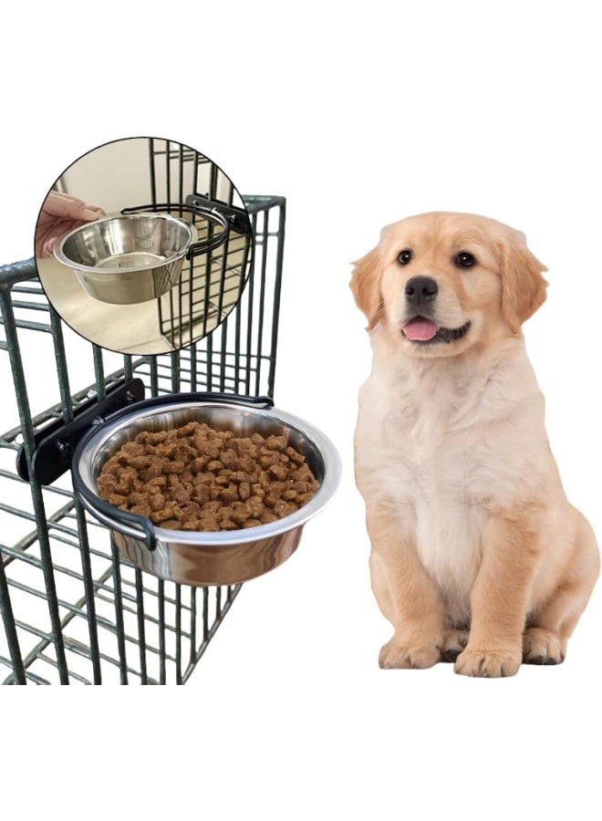 Coodipet 1 Pack Dog Bowls Water Crate No Spill Kennel Hanging Cage Food Bowls for Puppy Cat Bunny Stainless Steel Metal Mountable Small & Medium Feeding Dish Wall Mounted Attachable Crates Pet Feeder - Image 1
