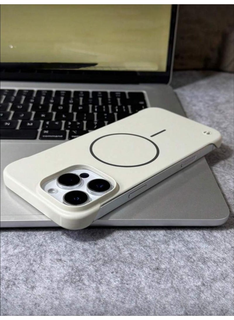 جراب هاتف مغناطيسي بدون حواف لهاتف iPhone 17 Pro Max مع شحن لاسلكي مغناطيسي، لون سادة، غطاء خلفي - Image 2