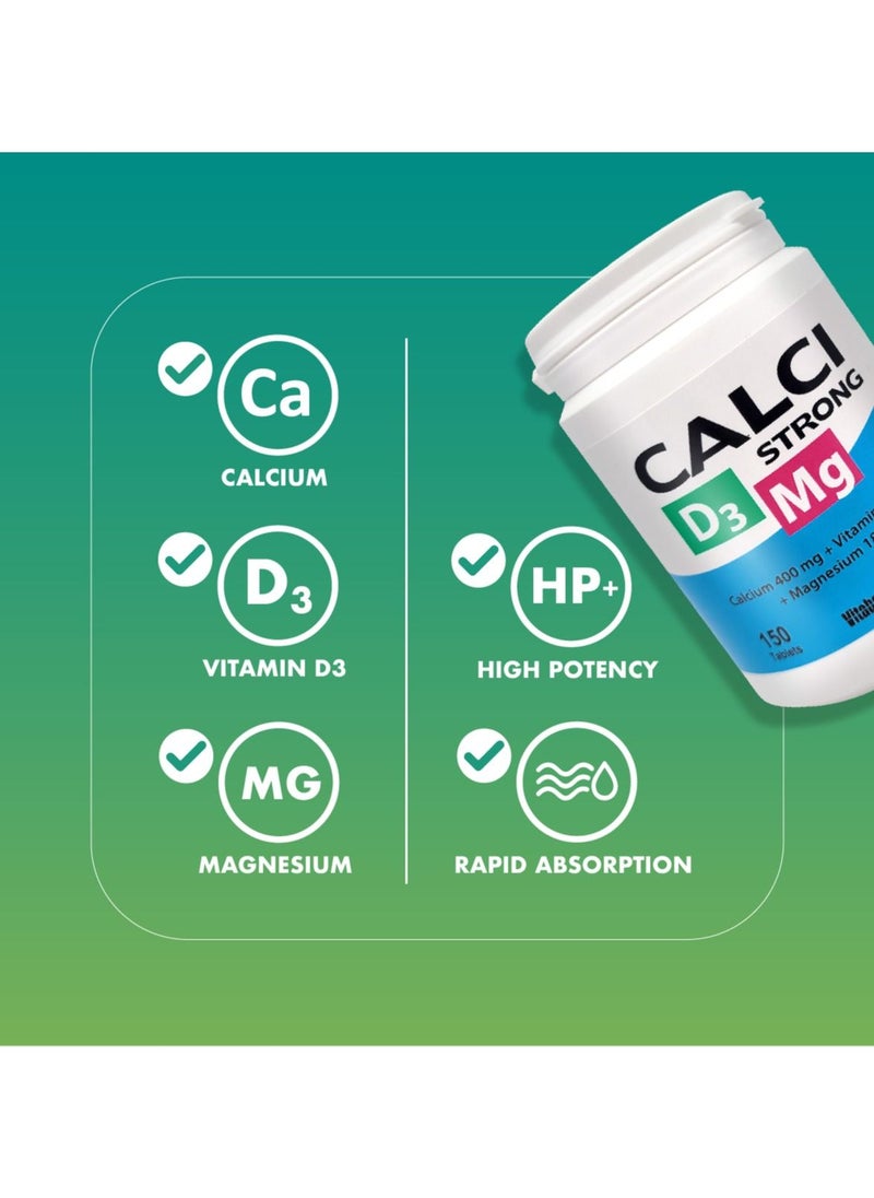 Vitabalans - Calci Strong Calcium Vitamin D3 Magnesium supports and maintains Bone and Muscular Health 150 Tablets - Image 1