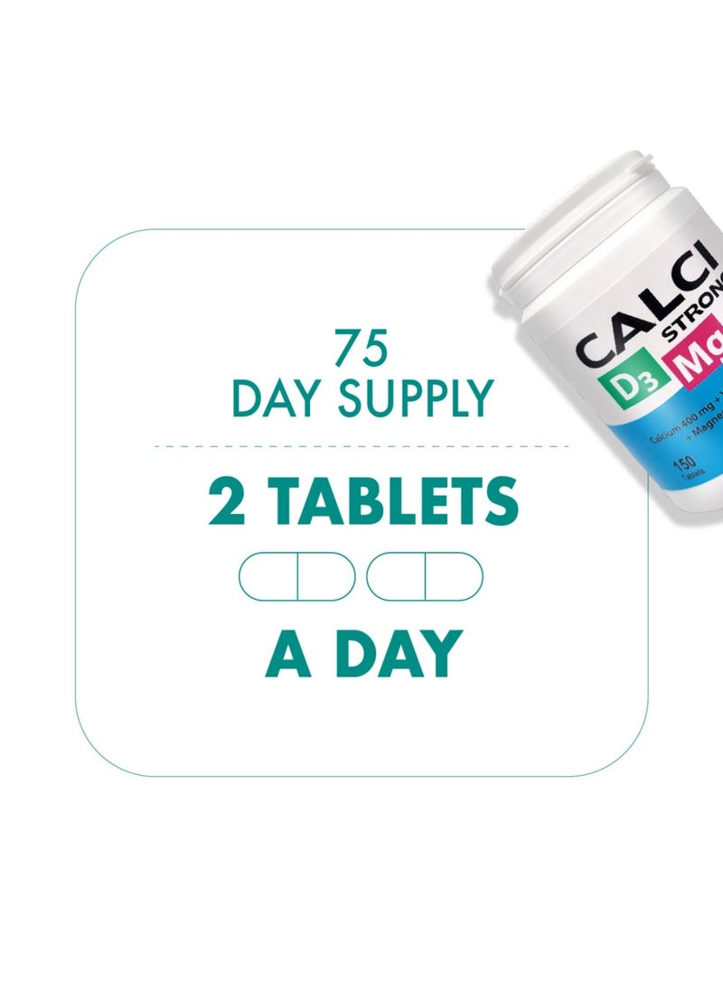 Vitabalans - Calci Strong Calcium Vitamin D3 Magnesium supports and maintains Bone and Muscular Health 150 Tablets - Image 1