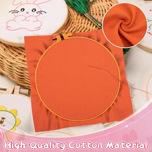 Nitelemn 12 Sheets 12 Colors Embroidery Fabric, Pre-Cut Natural Cotton Embroidery Cloth Fabric, Embroidery Cloth Squares for Embroidery Garment Craft (5.9×5.9Inch) - Image 3