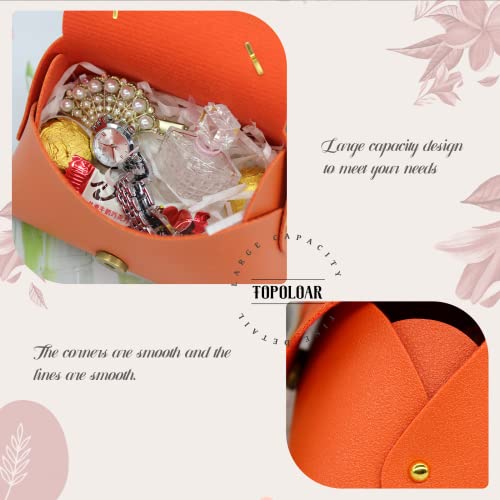 Topoloar 10 pack Orange Leather Gift Boxes, Reusable Baby Showers Party Boxes Favor, Mini Handbag Candy Gift Box with Bowknot For Wedding Birthday Christmas Party Decoration, 5 x3.5 inches - Image 5