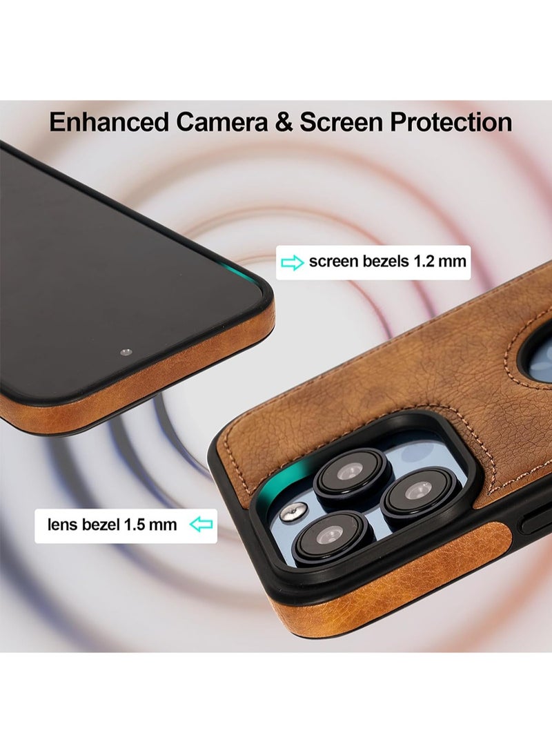 WRISTWISE Case Cover for iPhone 14 Pro, Protective Slim Leather Case with Kickstand Shockproof Phone Cases, Built-in Invisible Stand Compatible with iPhone 14 Pro 6.1(Brown) - Image 2
