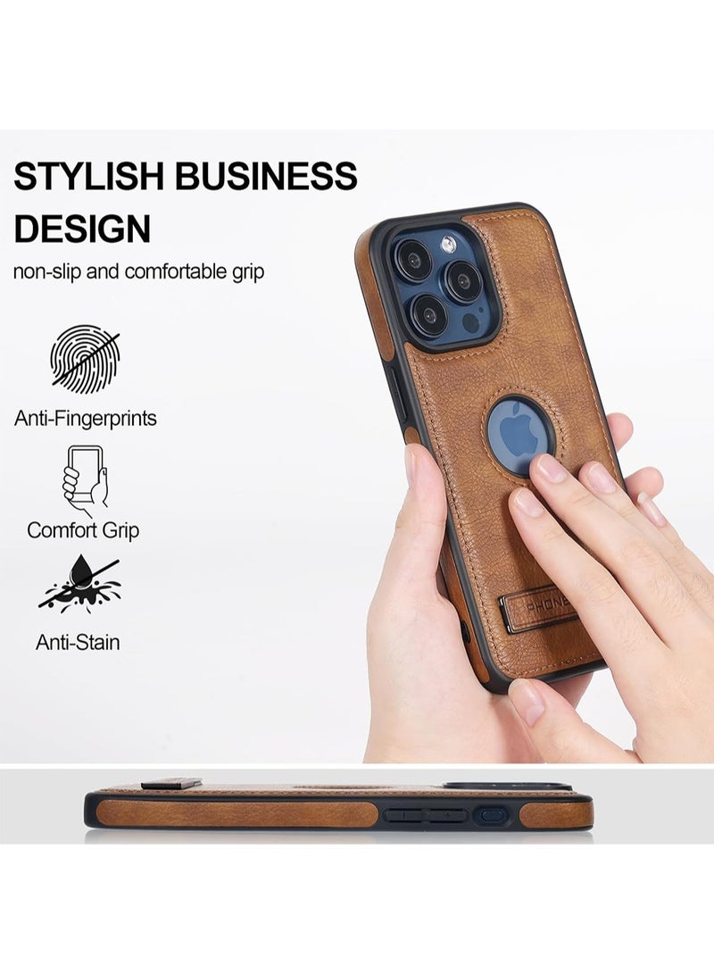 WRISTWISE Case Cover for iPhone 14 Pro, Protective Slim Leather Case with Kickstand Shockproof Phone Cases, Built-in Invisible Stand Compatible with iPhone 14 Pro 6.1(Brown) - Image 3