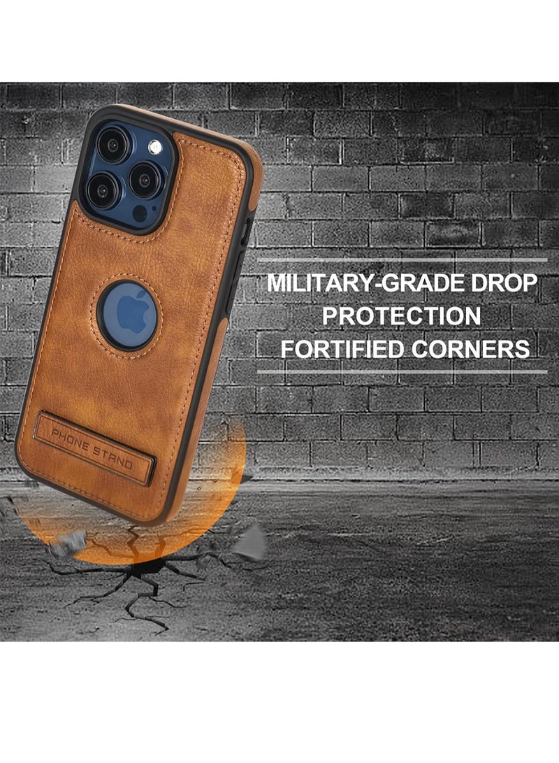 WRISTWISE Case Cover for iPhone 14 Pro, Protective Slim Leather Case with Kickstand Shockproof Phone Cases, Built-in Invisible Stand Compatible with iPhone 14 Pro 6.1(Brown) - Image 4