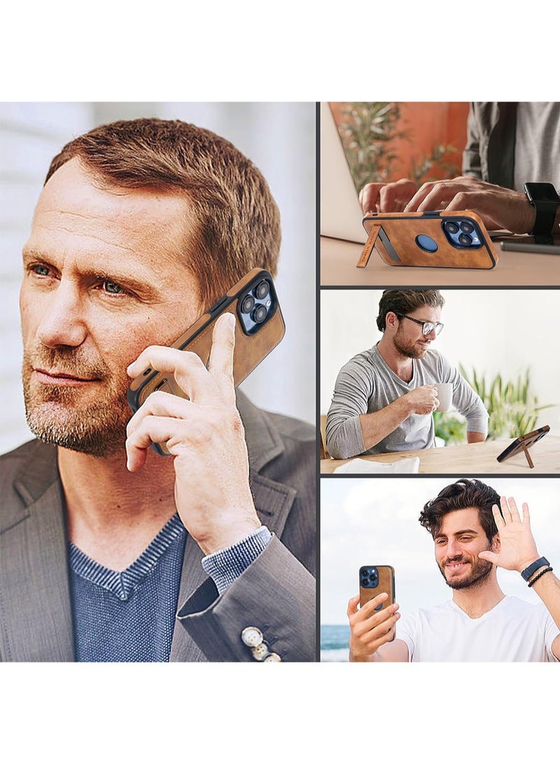 WRISTWISE Case Cover for iPhone 14 Pro, Protective Slim Leather Case with Kickstand Shockproof Phone Cases, Built-in Invisible Stand Compatible with iPhone 14 Pro 6.1(Brown) - Image 5