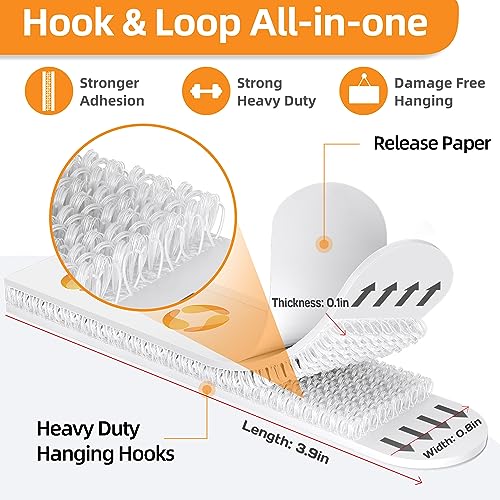 SummerBrite XL Picture Hanging Strips Heavy Duty, 80 Strips Damage Free Removal Picture Hangers for Wall, Sticky Hook & Loop Adhesive Strips for Poster/Picture/Home/Office, 40 Pairs/X-Large, White - Image 2