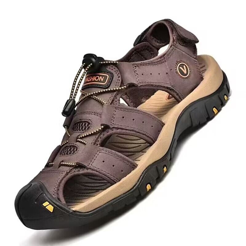 High Quality Men'S Sandals Large Dock Layer Cowhide Outdoor Leather Hollow Shoes Thick-Soled Casual Men'S Sandals - Image 3