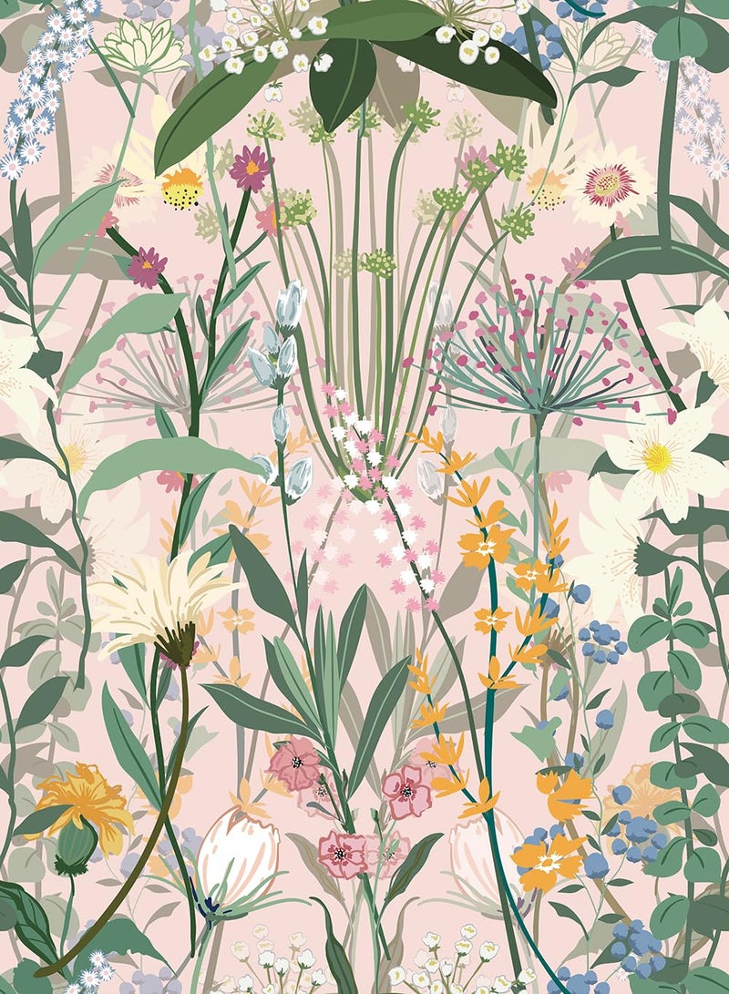 JiffDiff Floral Wallpaper Peel and Stick 17.3"x118" Pink Farm Wildwood Stick on Wallpaper for Home Bedroom Cabinets Thicken Self Adhesive Contact Paper - Image 1