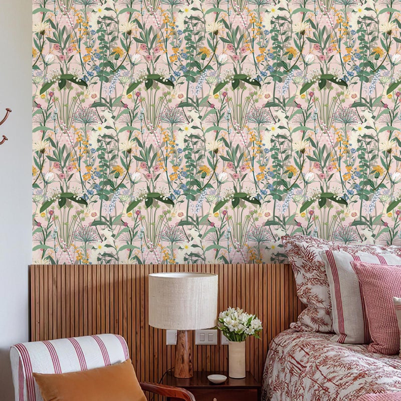 JiffDiff Floral Wallpaper Peel and Stick 17.3"x118" Pink Farm Wildwood Stick on Wallpaper for Home Bedroom Cabinets Thicken Self Adhesive Contact Paper - Image 2
