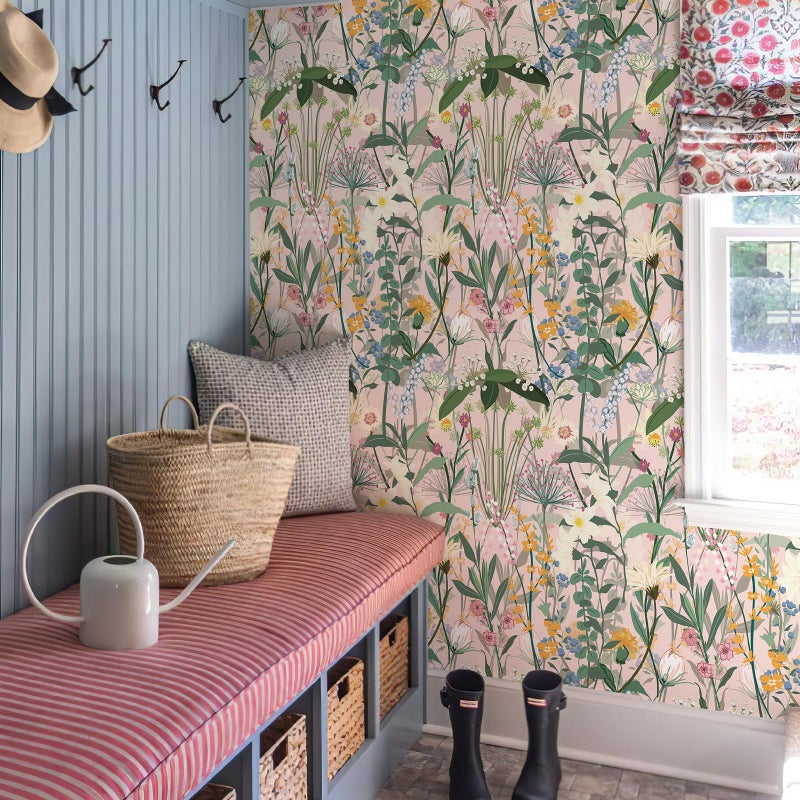 JiffDiff Floral Wallpaper Peel and Stick 17.3"x118" Pink Farm Wildwood Stick on Wallpaper for Home Bedroom Cabinets Thicken Self Adhesive Contact Paper - Image 4