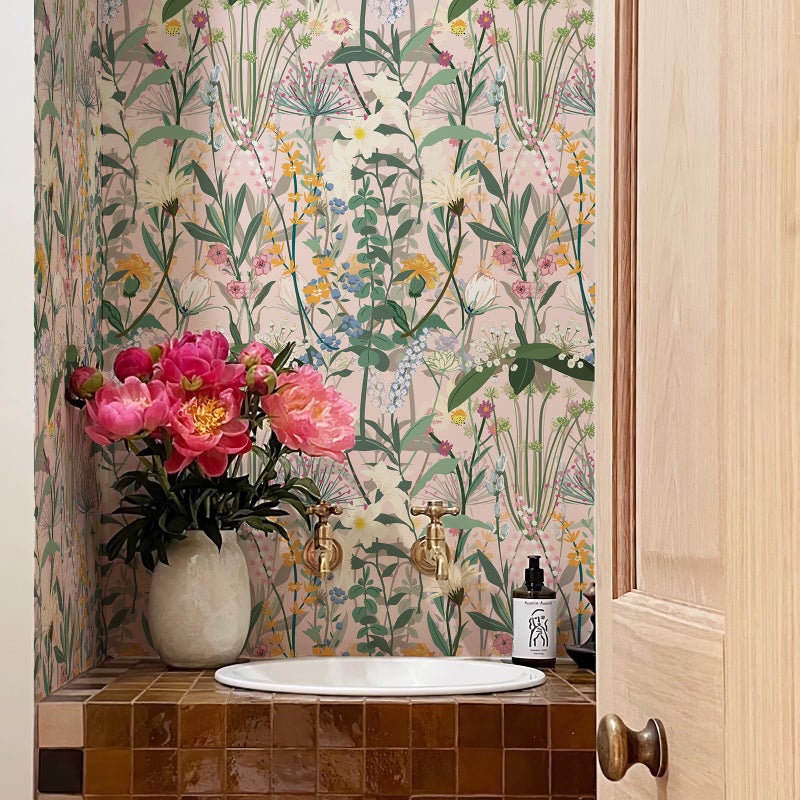 JiffDiff Floral Wallpaper Peel and Stick 17.3"x118" Pink Farm Wildwood Stick on Wallpaper for Home Bedroom Cabinets Thicken Self Adhesive Contact Paper - Image 5