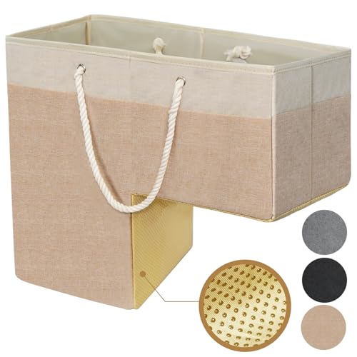 slcinwzdt Stair Basket for Stairs with Handle Staircase Baskets for Carpeted and Wooden Stairs16 Step Storage Basket for Toys Clothes Books Tools with Hard Board Antislip 1 Beige - Image 1