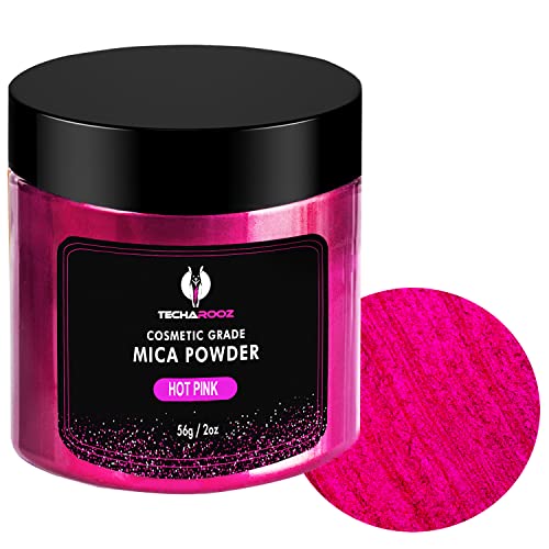 Hot Pink Mica Powder for Epoxy Resin 56g  2oz Jar  Techarooz 2 Tone Resin Dye Color Pigment Powder for Lip Gloss Nails Colorant for Slime Bath Bombs Soap Making  Polymer Clay